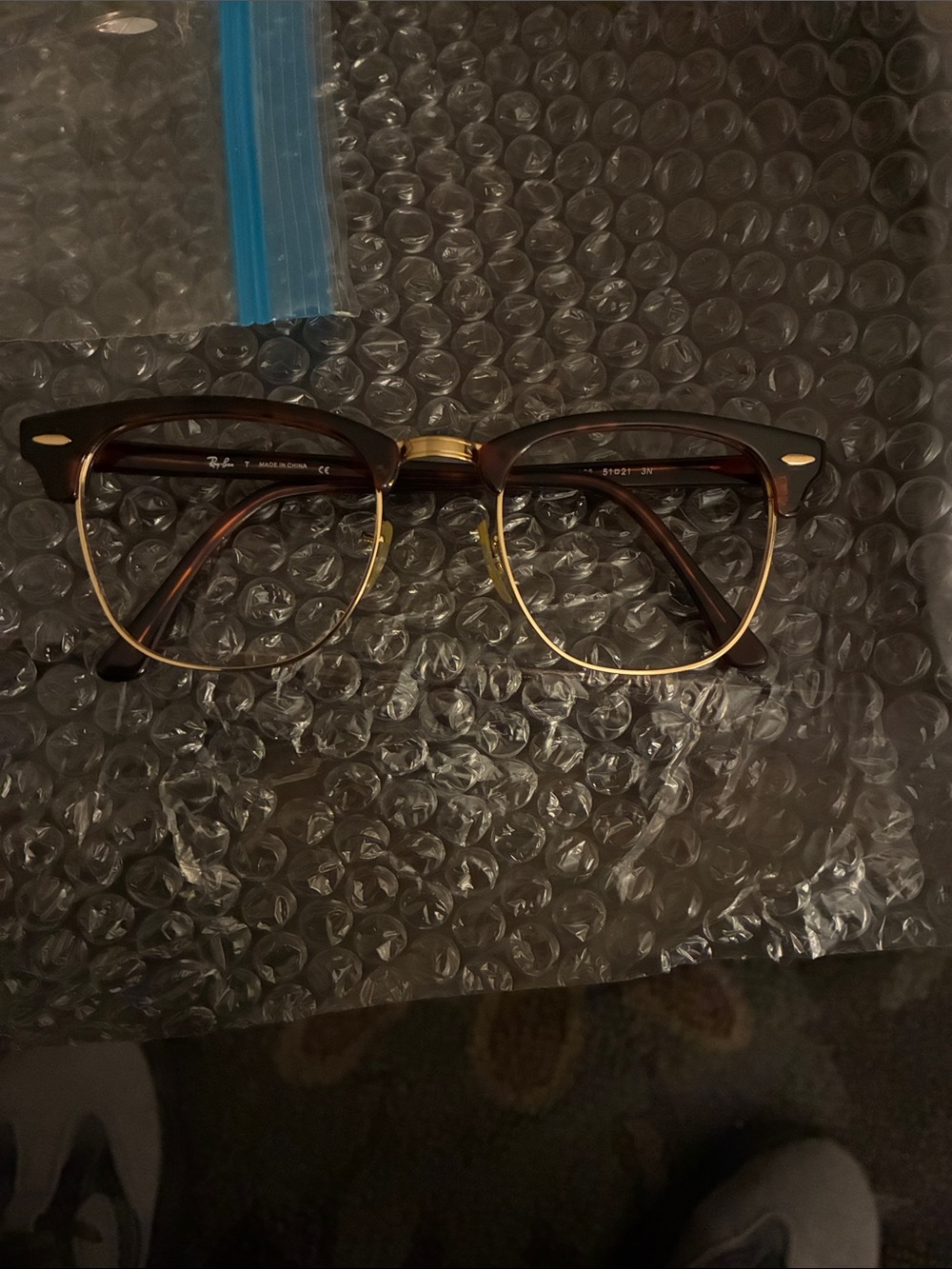 Ray-Ban Tortoise & Gold Clubmaster-Style Men's Eyeglasses